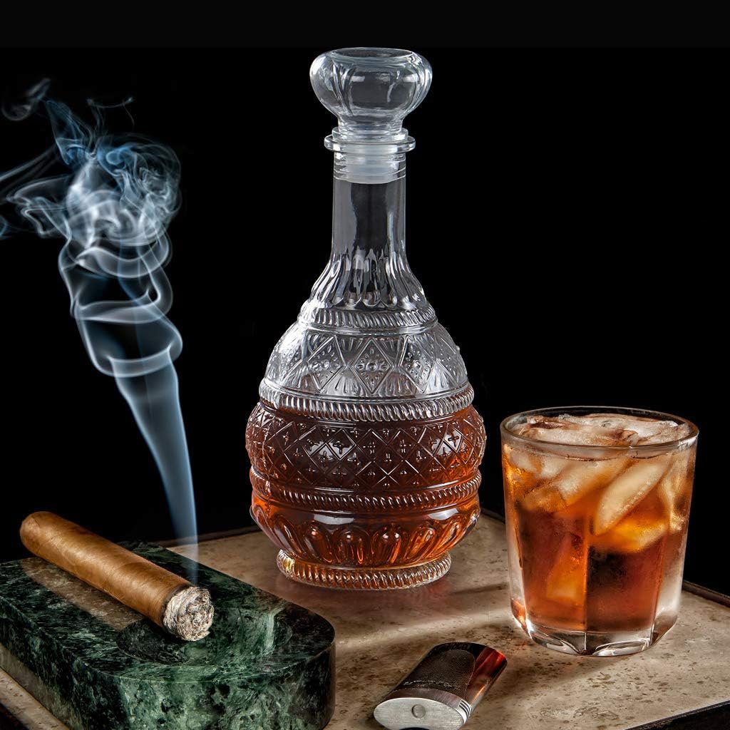 Liquor Decanter, Glass Spirits Decanter with Airtight Stopper, Whiskey Vodka Bourbon Decanter Bottle for Gift, Home