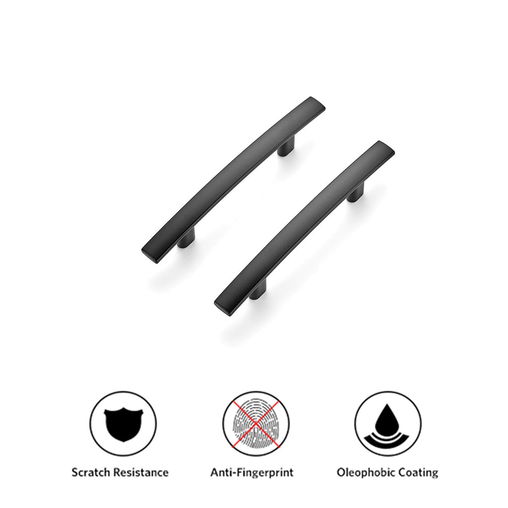 Matte Black Cabinet Pulls Curved Drawer Handles, 3 Inch CC, 30 Pack
