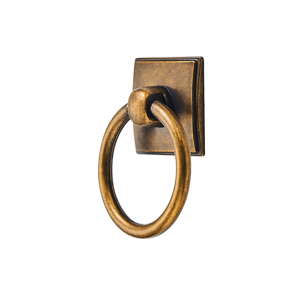 1.9 Inch Antique Brass Cabinet Knobs - Ring Pull Drawer Handles for Dresser, Kitchen Cabinets - Durable Zinc