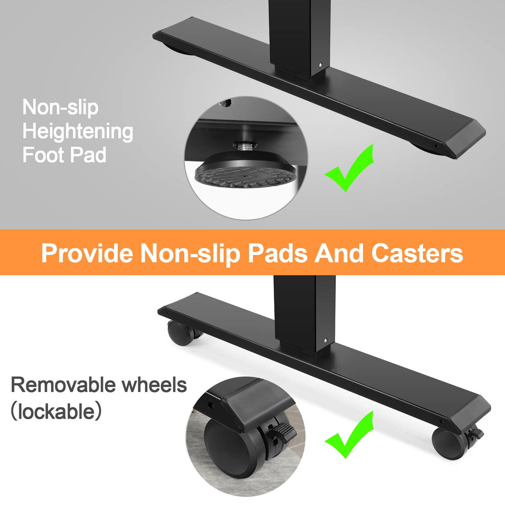 Electric Adjustable Height Standing Desk, 55×24 Inches Sit Stand Desk with Power Socket, 2 USB Ports, 3 Power