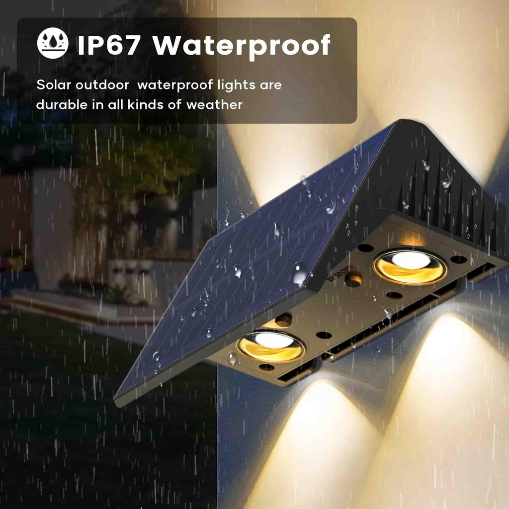 Fence Lights Solar Powered, Multicolor Modes Solar Fence Lights Outdoor IP67 Waterproof, Up and Down Solar Wall