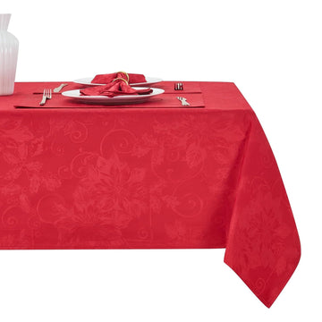 Dark Red Jacquard 60x120 Rectangle Christmas Polyester Tablecloth
