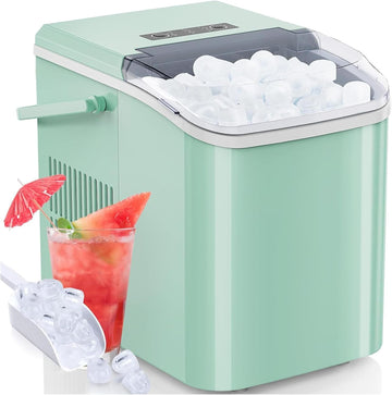 Ice Makers Countertop with Handle Ice Machine, Fast in 6 Mins, 26lbs in 24 Hours, Quiet Self-Cleaning, Compact Size