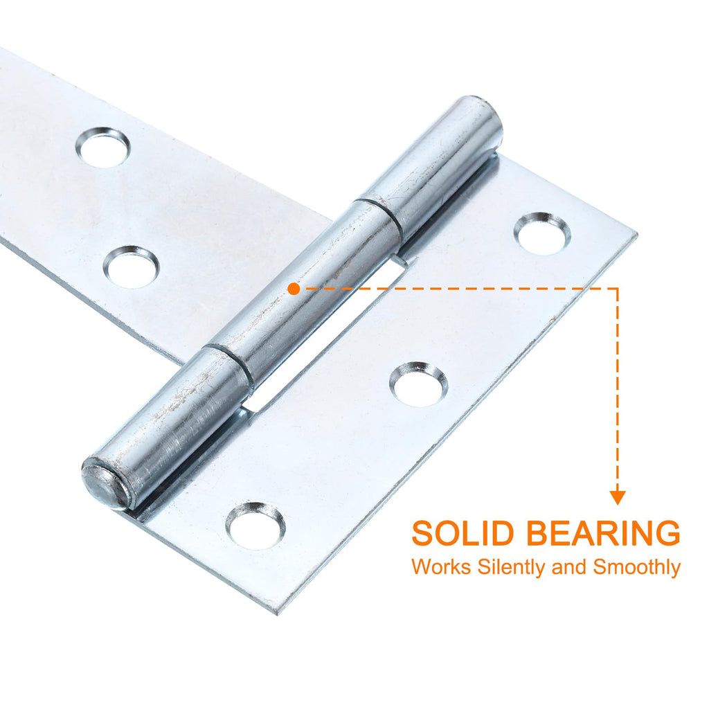 4Pcs T-Strap Door Hinges, 4" Wrought Tee Shed Gate Hinges Iron Hardware for Wooden Barn, Fence, Yard Door Hinges
