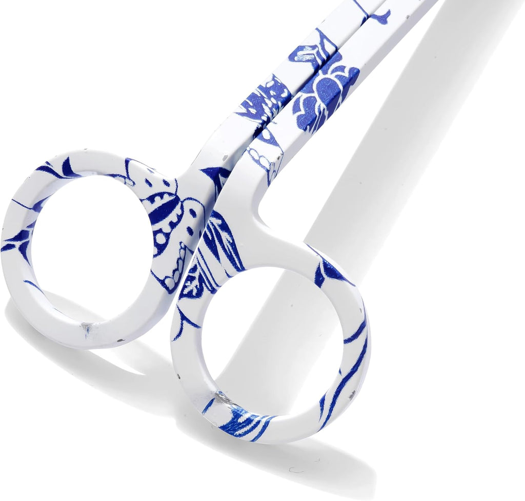 Wick Trimmer with Ornate Blue and White Nature Pattern