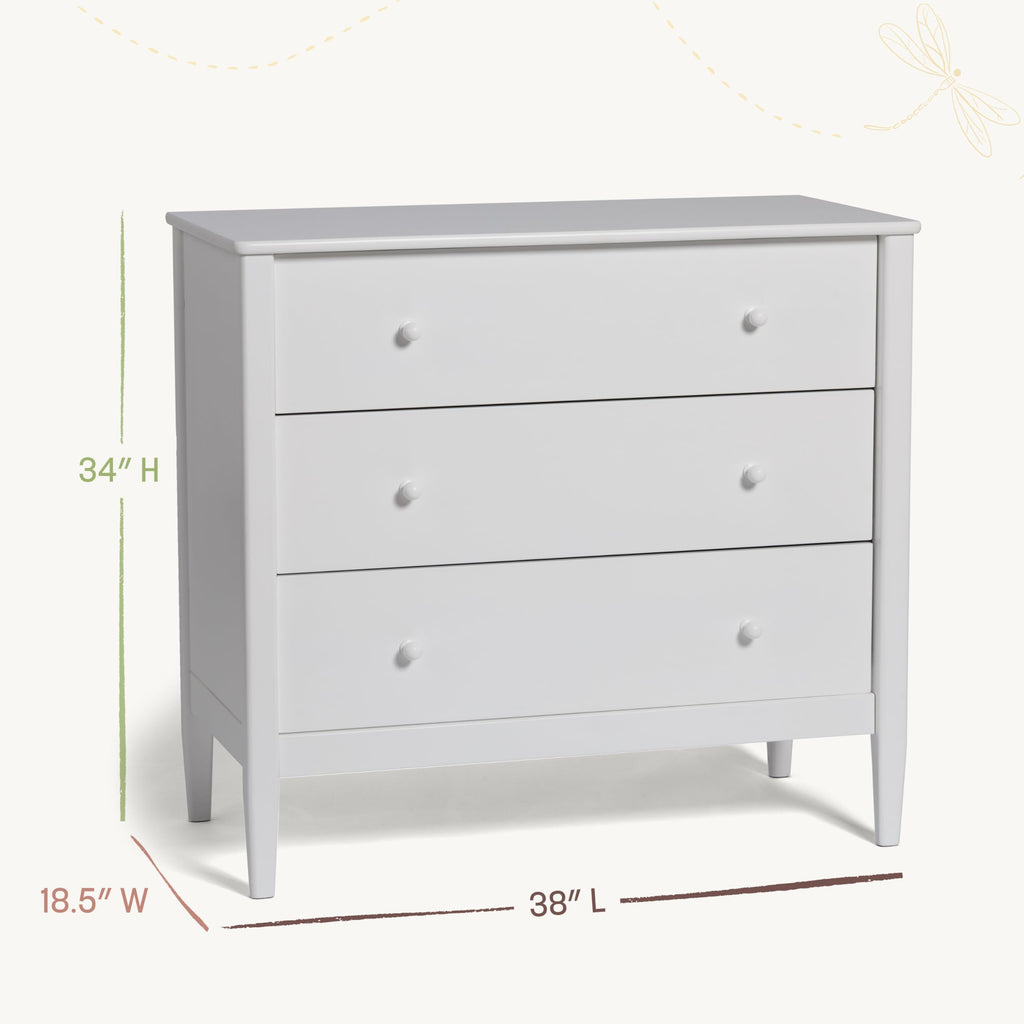 Clover 3 Drawer Dresser, White/Whitewash Natural