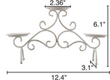 Rustic Fireplace Candelabra Candle Holder, 3 Arm Metal Pillar Candle Holders, Shabby Chic White Candle Holder for