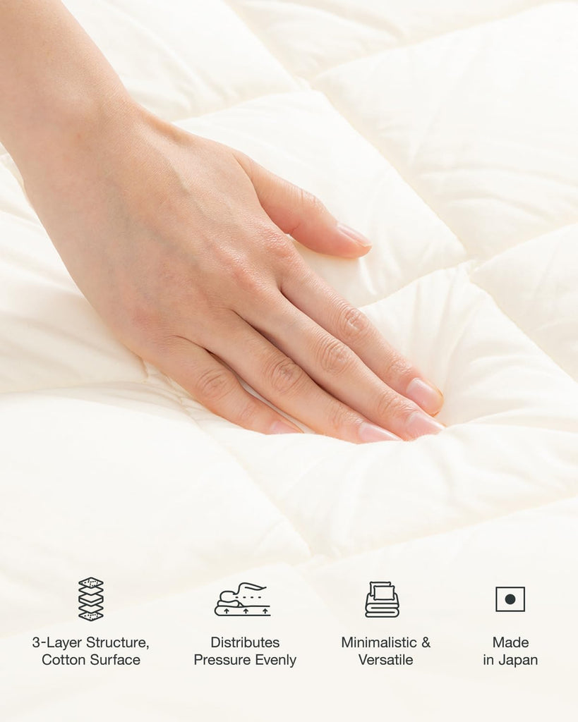 Futon, White - Foldable Shikibuton Floor Bed
