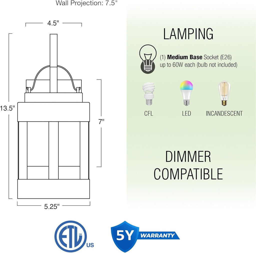 Rochester 14" Modern Farmhouse Outdoor Wall Lantern with Clear Glass Shade