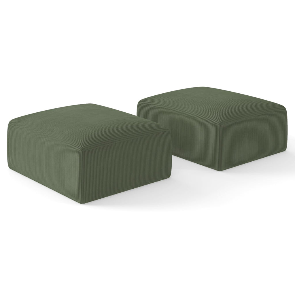 40" Oversized Square Corduroy Ottoman, Large Ottoman Pouf Footstool, Green