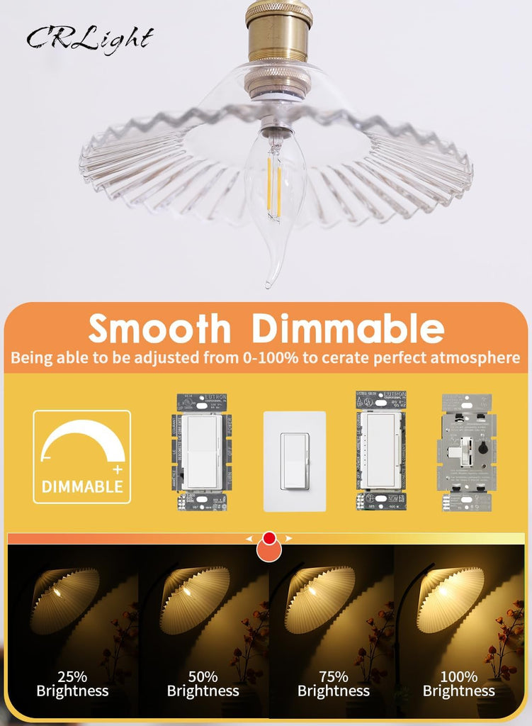 2W Dimmable LED Candelabra Bulbs 25W Equivalent, 2700K Warm White
