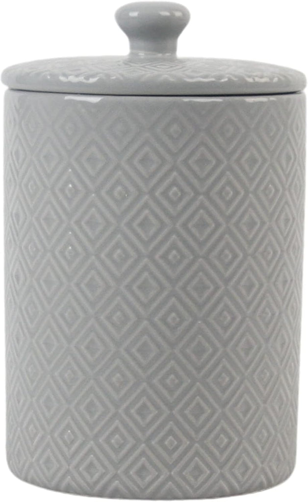 Embossed Diamond Ceramic Kitchen Canister Set, Gray - Set of 3