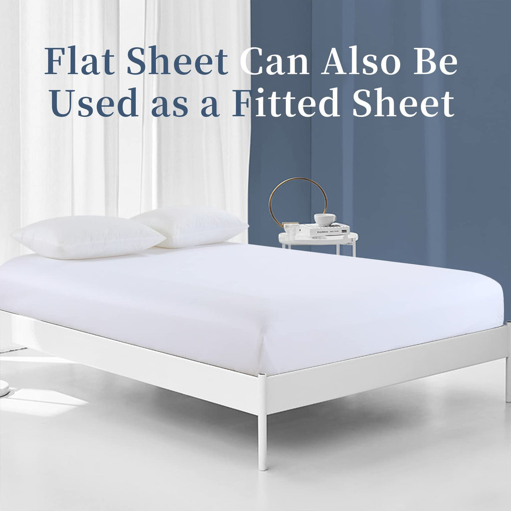White Oversized King Flat Sheets Extra Large, Soft & Durable Bed Sheet, Smooth & Breathable Top Sheet 120 in x120 in