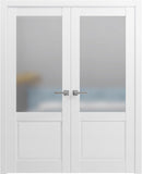 Lucia 22 | Double Swing Interior French Doors with Glass, Solid Wood, Hardware Included, 64x84, Whit