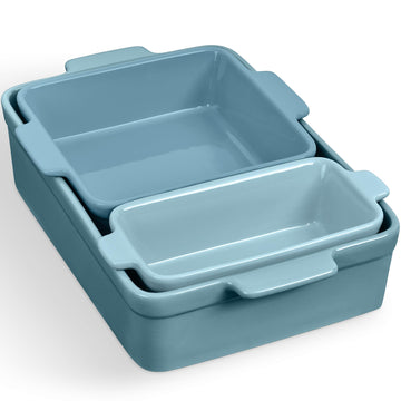 3-Piece Ceramic Casserole Baking Dish Set Cornflower
