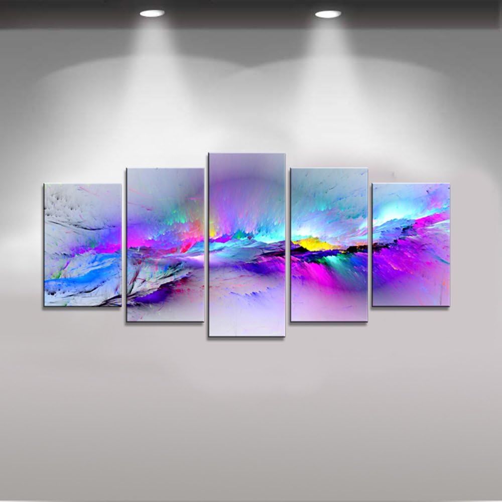 Changing Colors Giclee Canvas Prints 5 panels Modern Artwork Landscape Pictures to Photo Printed on Abstract Canvas