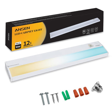 Hardwired Under Cabinet Lighting, 12in 10W LED Light /Closet, 666.7lm, CRI>92, R9>90, Dimmable, 5 Color Temperature