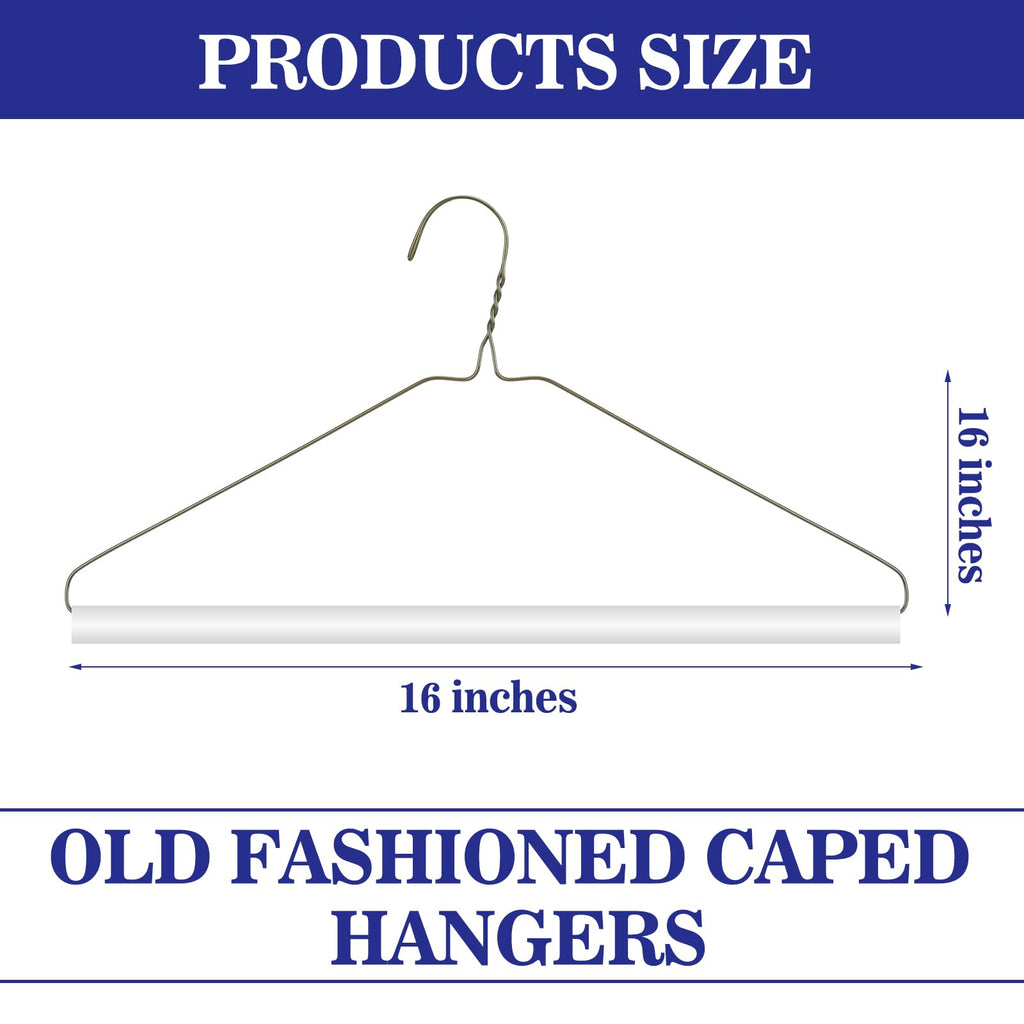 10 Pcs Dry Cleaner Hangers Bulk with Tubes 16" Wire Hangers, Gold