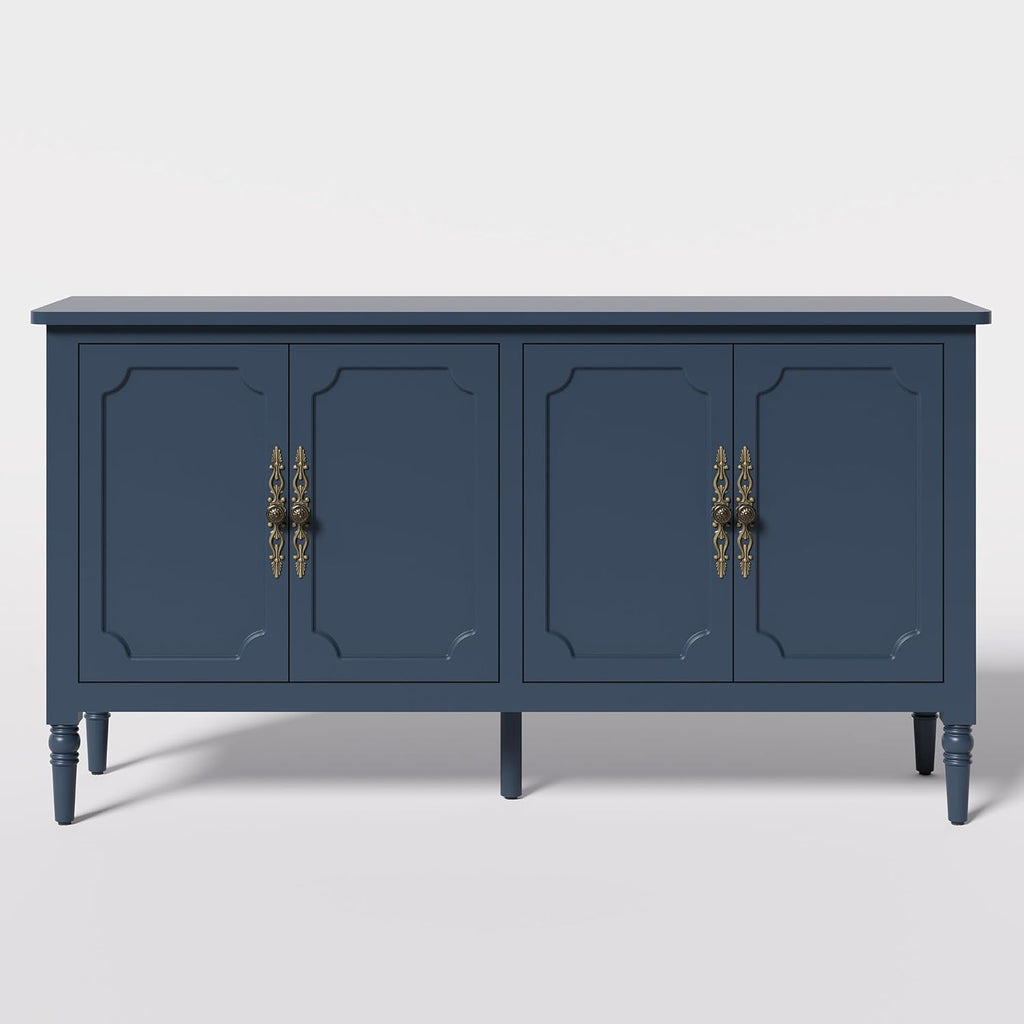 Sideboard Buffet Cabinet with Storage, 59" Mid Century Modern Credenza with 4 Doors, Coffee Bar Wine Bar Storage
