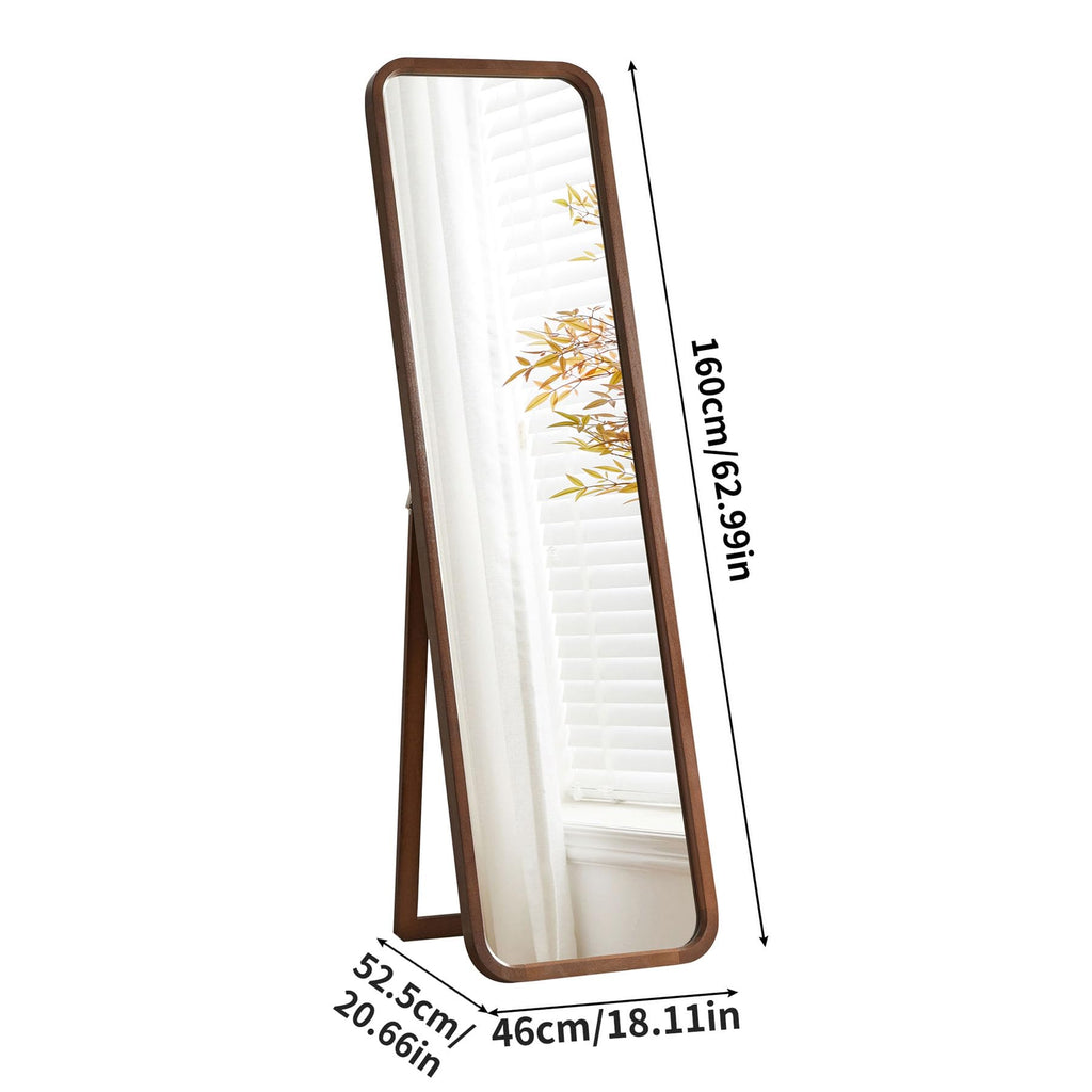 Walnut Wood Floor Mirror, 63 x 18 in