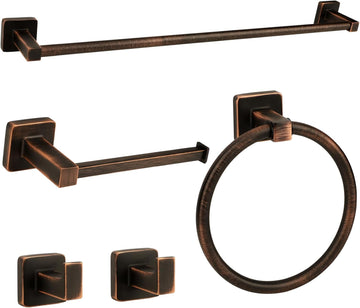 5 Piece Bathroom Hardware Accessories Set Oil Rubbed Bronze,24 Inch Towel Bar Set,Towel Rack Set,Bathroom Towel