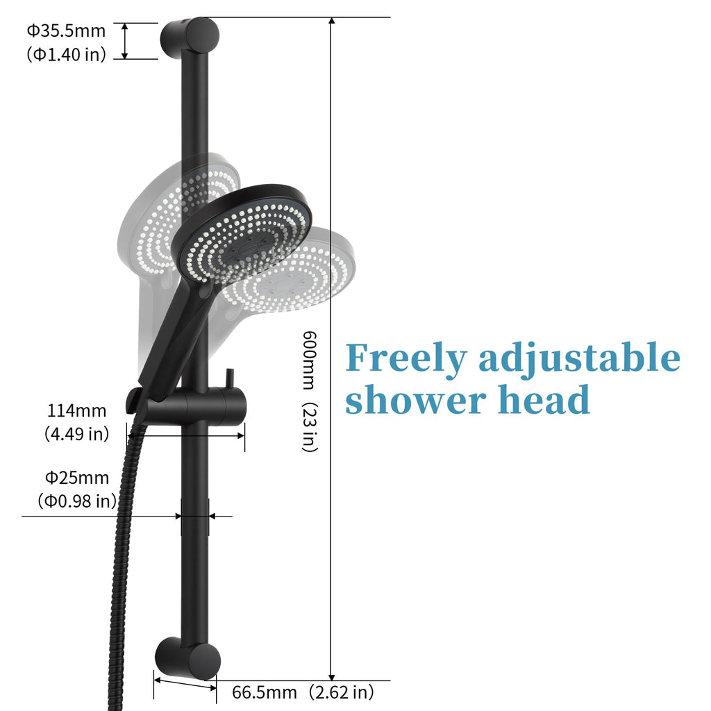 6-Spray High Pressure Handheld Shower Head Combo with Adjustable 23 in Slide Bar and 60 in Stainless Steel Hose