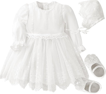 Flower Baby Girl Dresses Baptism Outfits with Shoes Set
