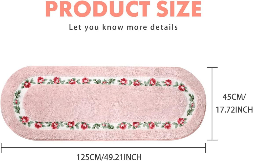 Rose Floral Area Rugs Ultra Soft Low Pile Shag Rug, Non Slip Washable Modern Floor Mat Pad Bedroom Bathroom Dorm