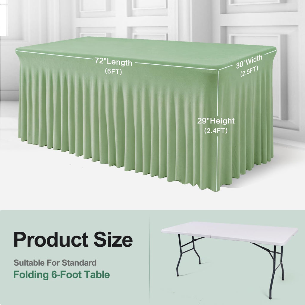 One-Piece Spandex Table Cloth Skirt for 6FT Rectangle Tables