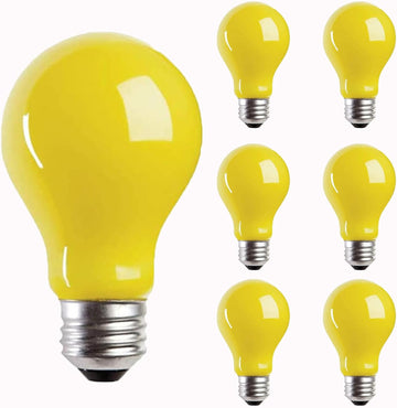6 Pack 3W A19 LED Bug Light Bulbs Yellow LED Bulb for Outdoor Bug Light Bulb 25W Equivalent 2000K Amber Bedroom Night