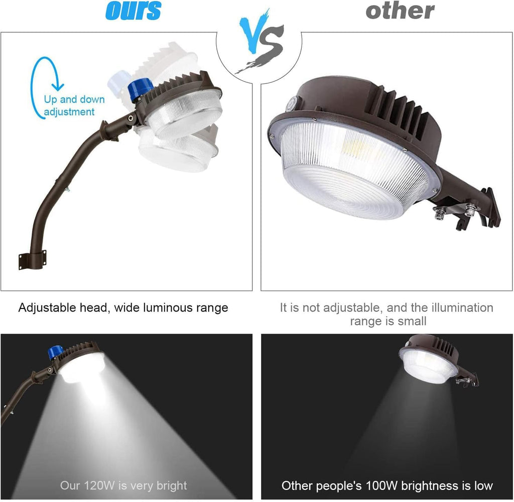 2 Pack 120W LED Barn Light Dusk to Dawn Outdoor Security Flood Light