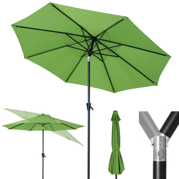 9ft Patio Market Outdoor Table Umbrella with Push Button Tilt and Crank, Large Sun Umbrella with Sturdy Pole & Fade