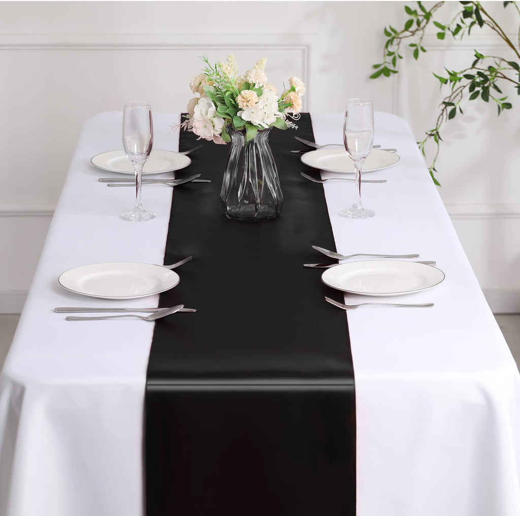 Black Satin Table Runner 12x108 - 12 Pieces