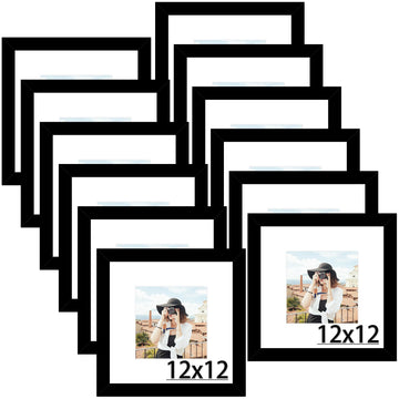 12x12 Picture Frame Set of 12, Modern Gallery Wall Frames, Black