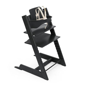 Tripp Trapp High Chair + Baby Set + Harness, Black