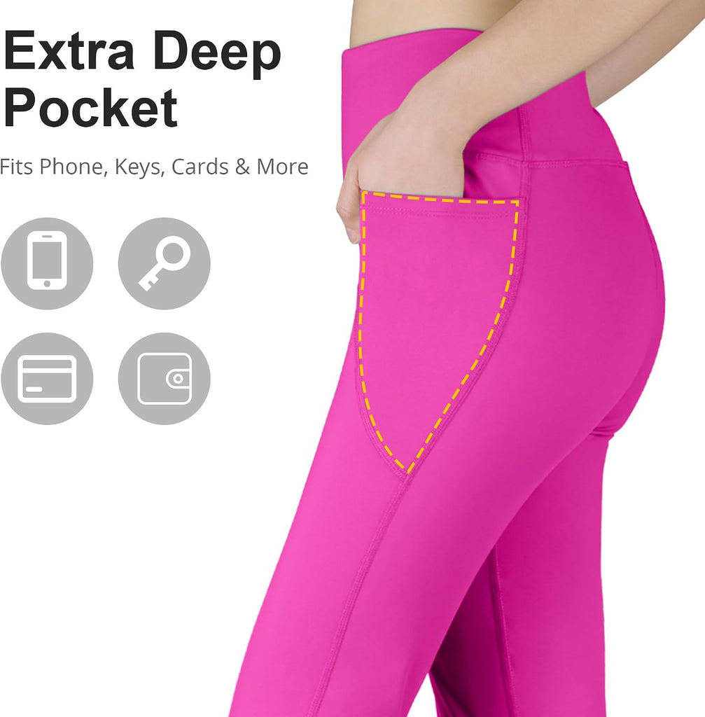 Girls Flare Leggings with Pockets, High Waisted Bootcut Pants