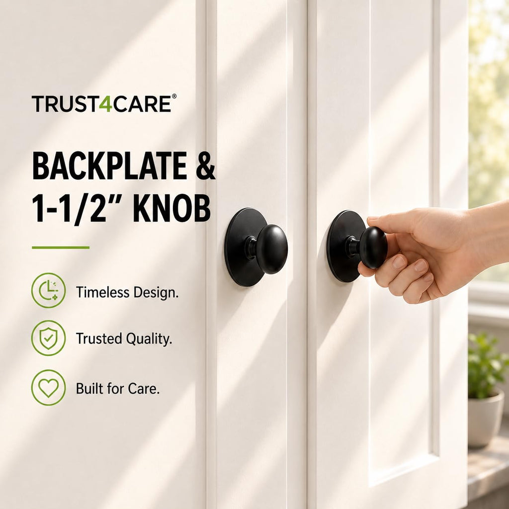 2.3" Black Backplates of Bifold Closet Door Cabinet Knob