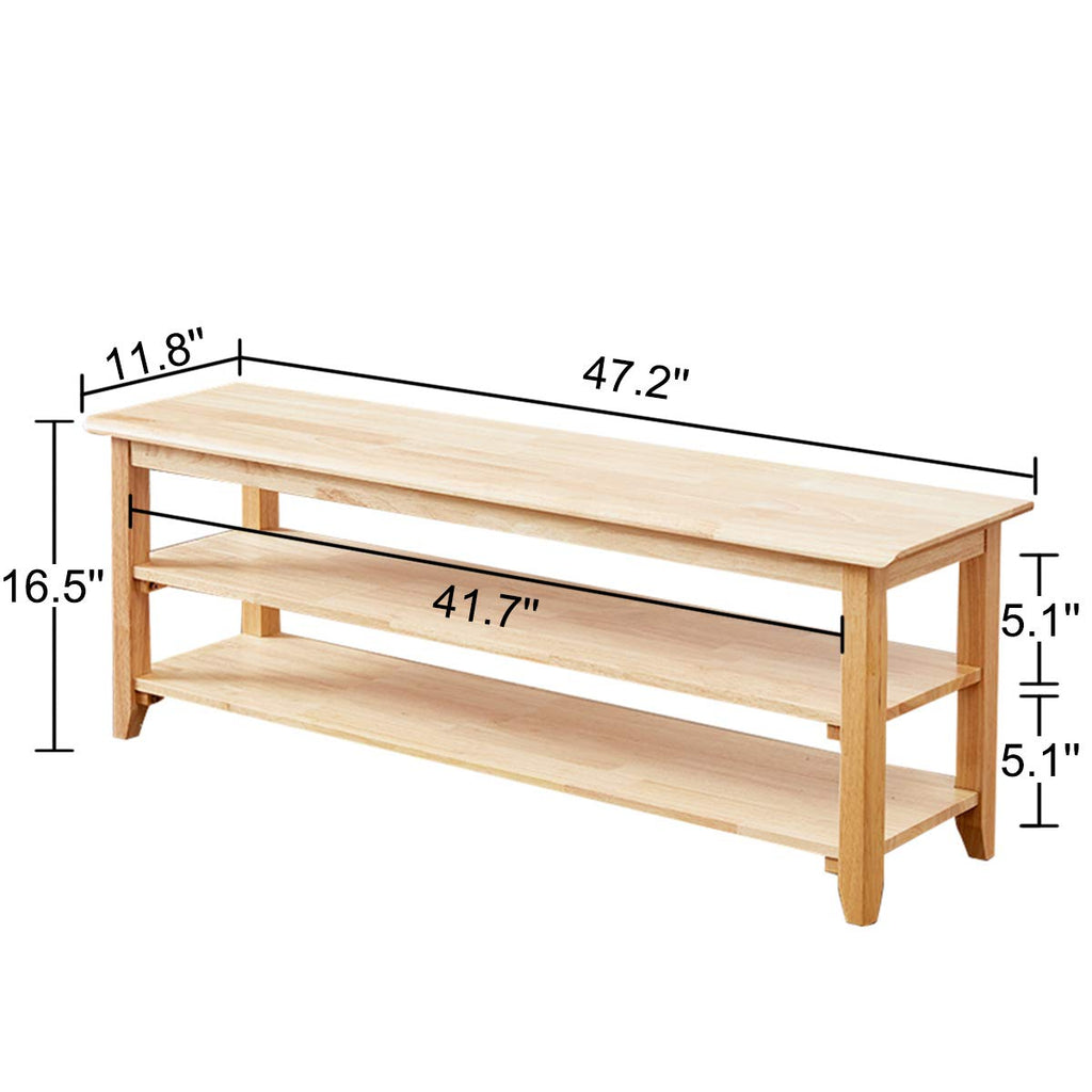 Shoe Rack Bench Wooden Storage Bench Entryway Bench, Natural, 47.2"