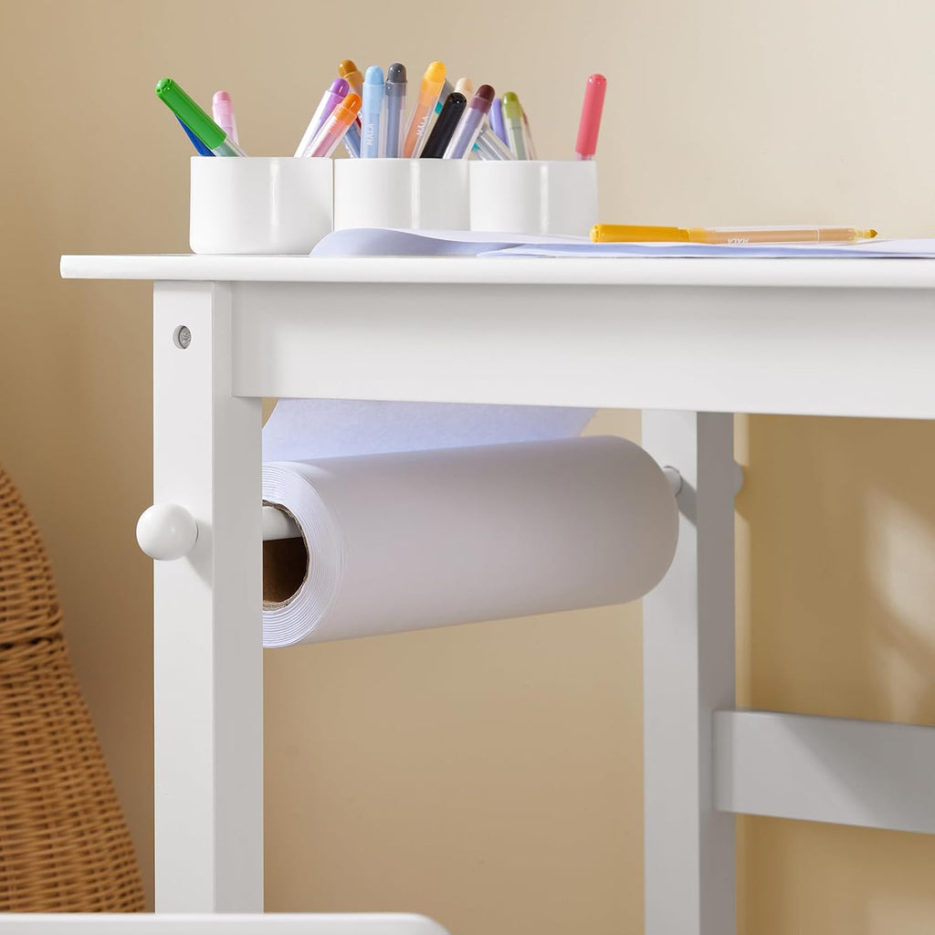 Kids Craft Table and Chair Set with Paper Roller