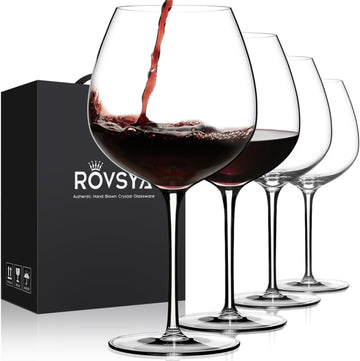 Red Wine Glasses Set of 4, Large Hand Blown Crystal Burgundy Glasses-Ultra-thin, Light for Wine Tasting, 23.5OZ