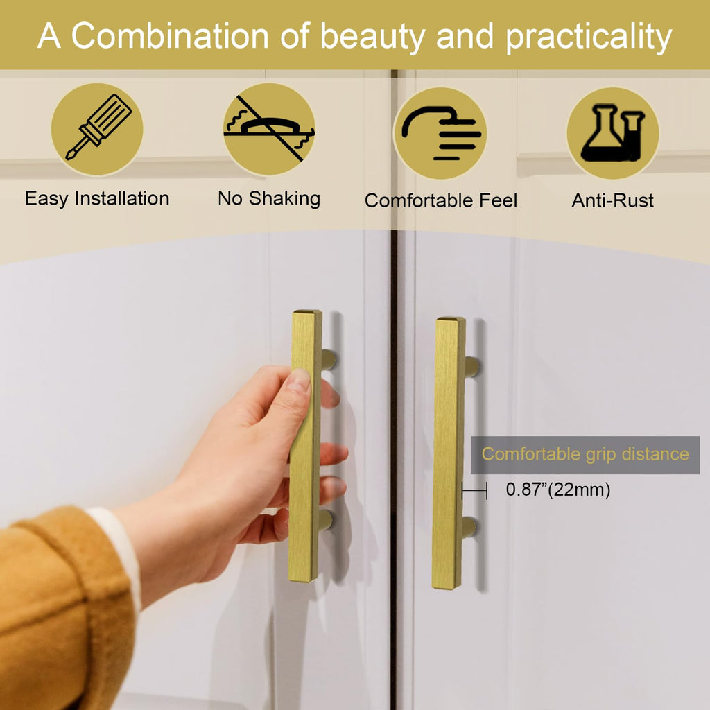30 Pack Brushed Brass Kitchen Cabinet Handles 5" Length Drawer Pulls