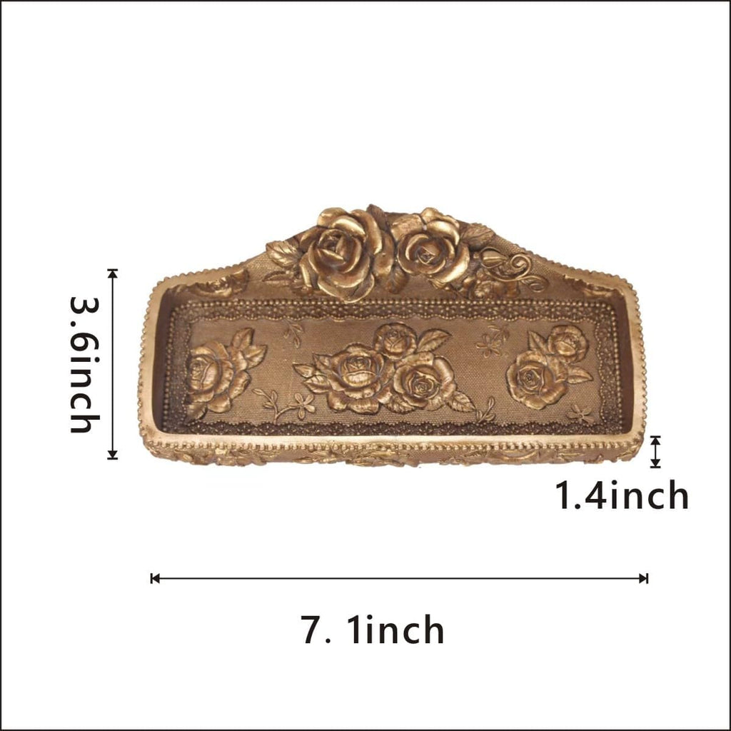 Vintage Jewelry Tray Small Antique Trinket Dish, Ring Holder Birthday & Wedding Gifts for Women(Bronze Floral)