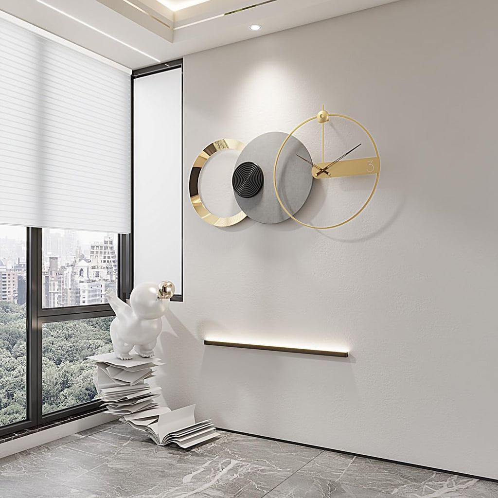 Oversized Wall Clock, Large Modern Nordic Metal, Silent Movement Wall Clocks Battery Operated, Mid-Century Modern Home