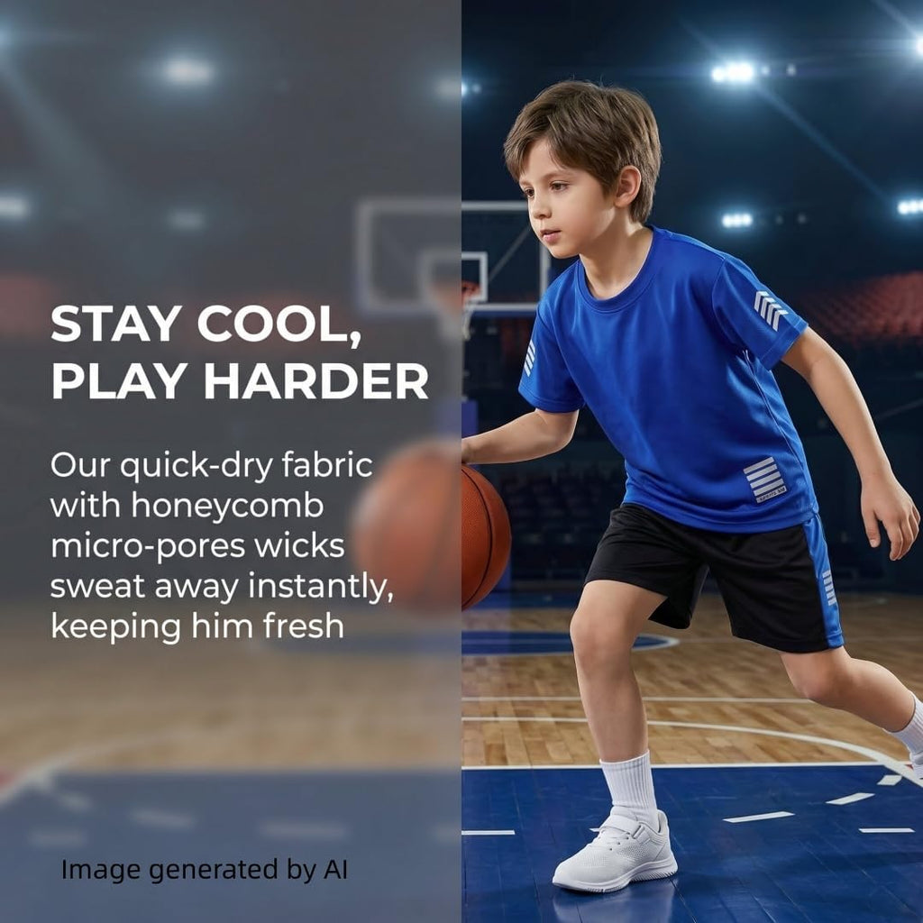 Toddler Boys Clothes Mesh Athletic Summer Short Sleeve T-Shirt and Shorts Kids Outfit Set