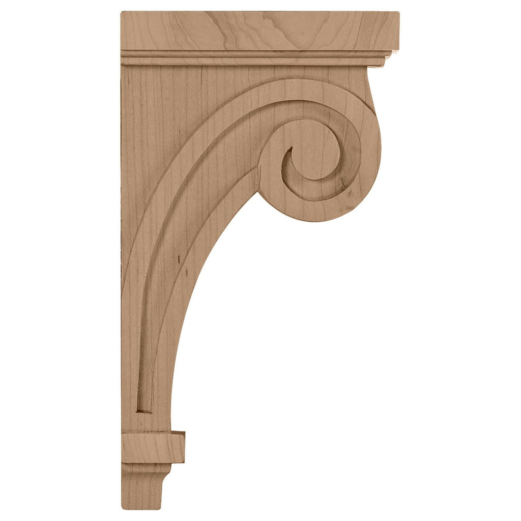 Scroll Wood Corbels, 3 1/4"W x 5"D x 9"H, Maple