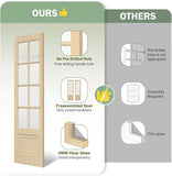 Preassembled 48x84 (Double 24x84) Inch Clear Glass French Interior Door with 8Ft Barn Door Hardware 