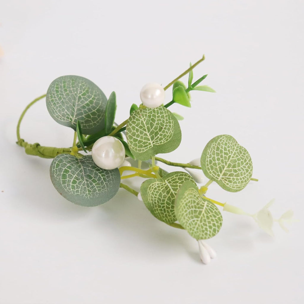Napkin Rings - Mini Greenery Eucalyptus Leaf Napkins Rings for Wedding Table Decor, Flower Napkin Ring - Set of 12