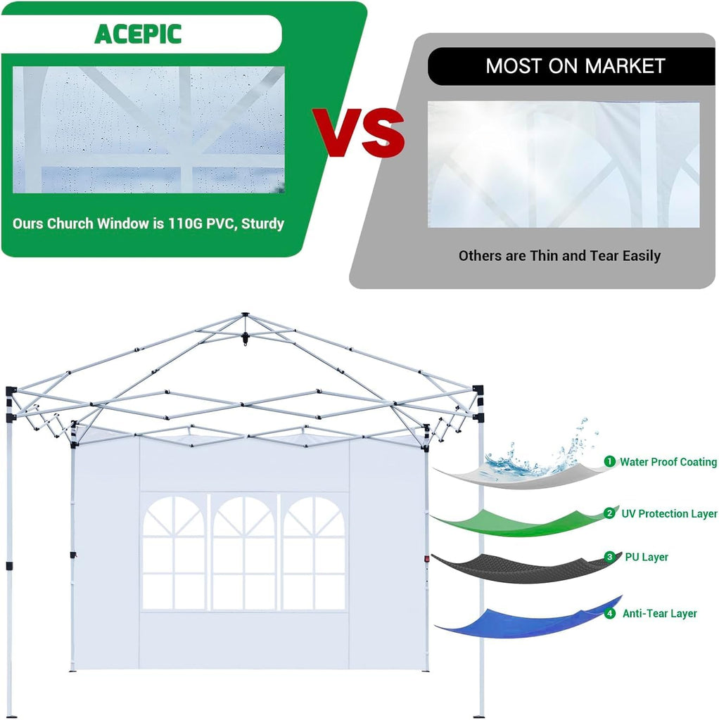 10x10 Church Window Sidewalls for Canopy, Gray(3PCS No Frame or Top)