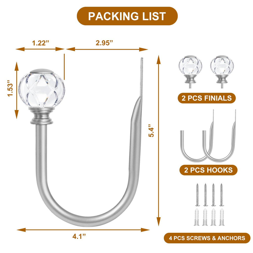 Silver Curtain Holdbacks for Drapes