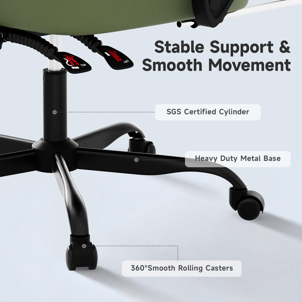 Gaming Chair with Footrest, Ergonomic Leather Computer Chair with Lumbar Support, Height Adjustable High Back Swivel